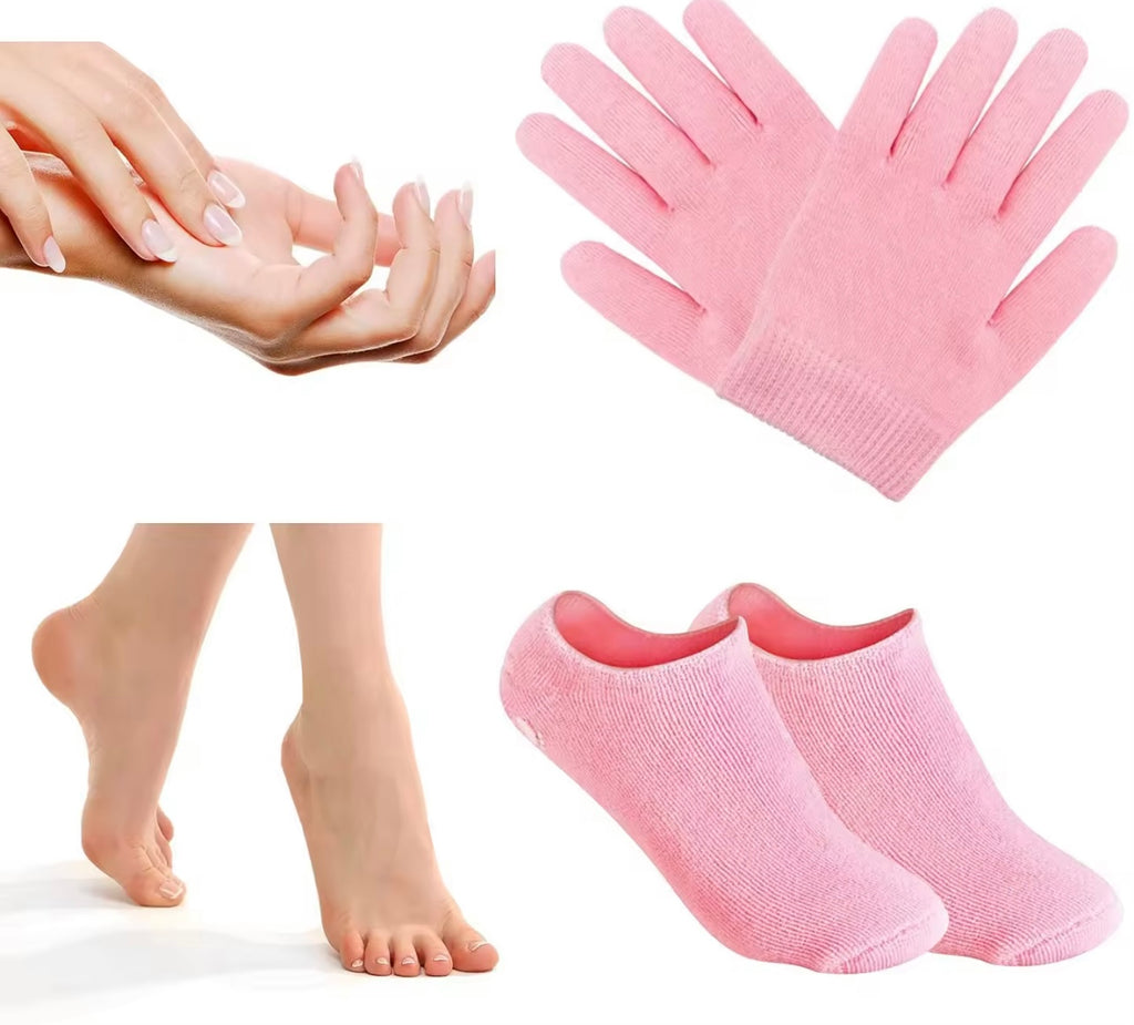 Kit de soins (facial ice roller+gants et chaussettes hydratants gel de silicone )