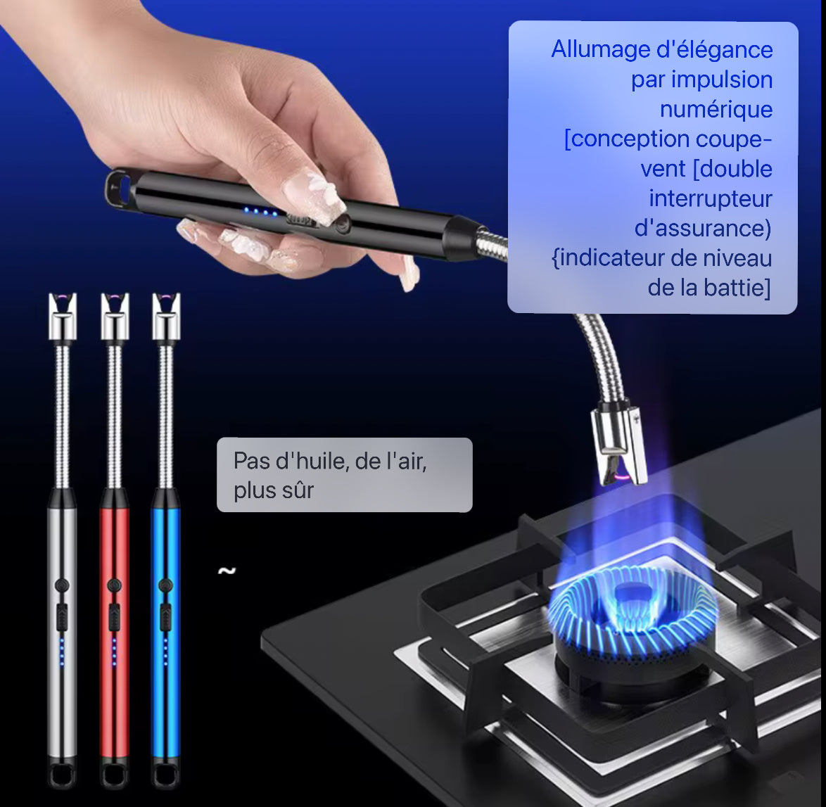Briquet électrique rechargeable sans flamme