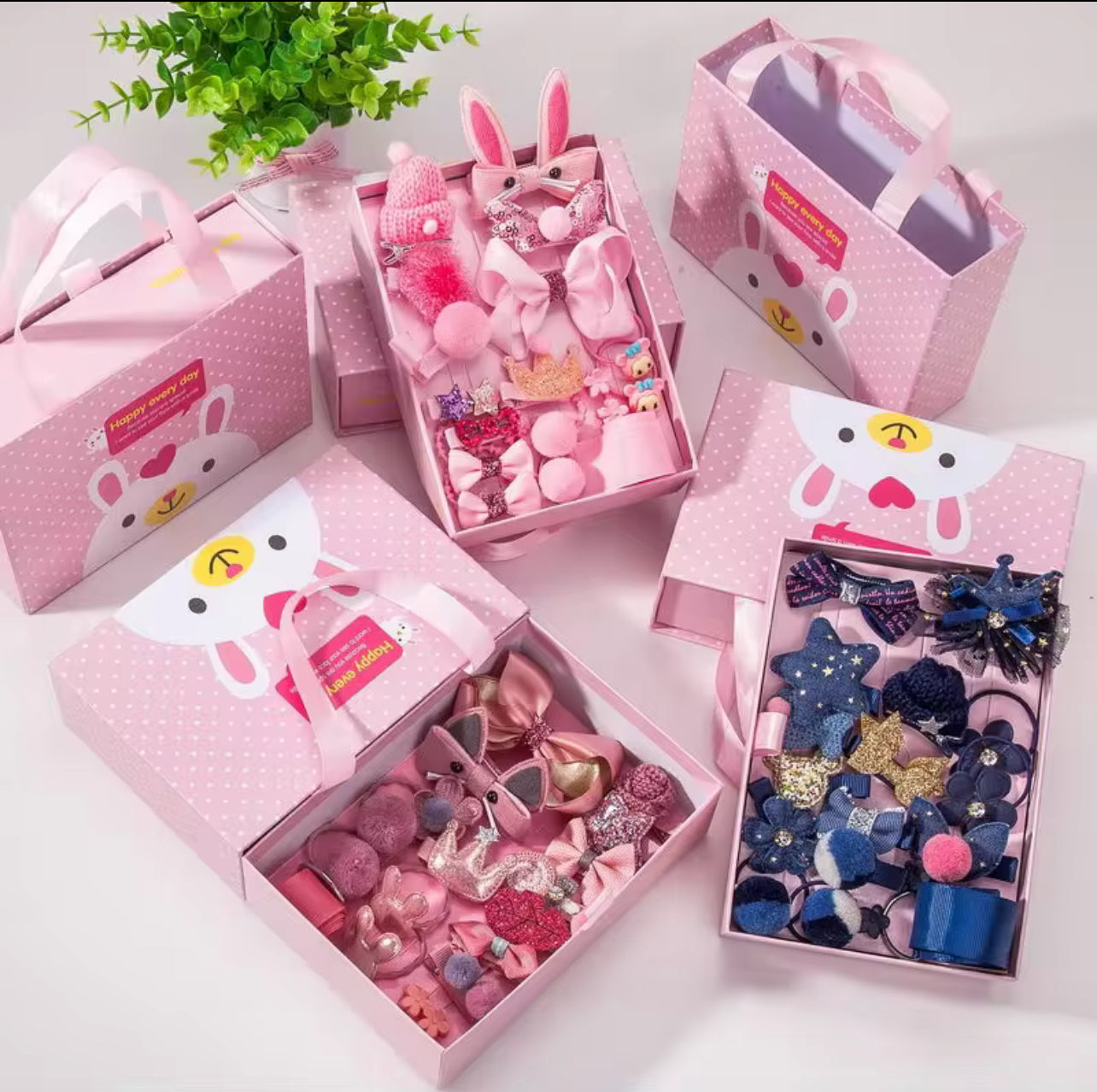 Boîte Cadeau Accessoires Cheveux Fille:18 Chouchous et Barrettes Mignonnes + 1 Barrette de Princesse Offerte