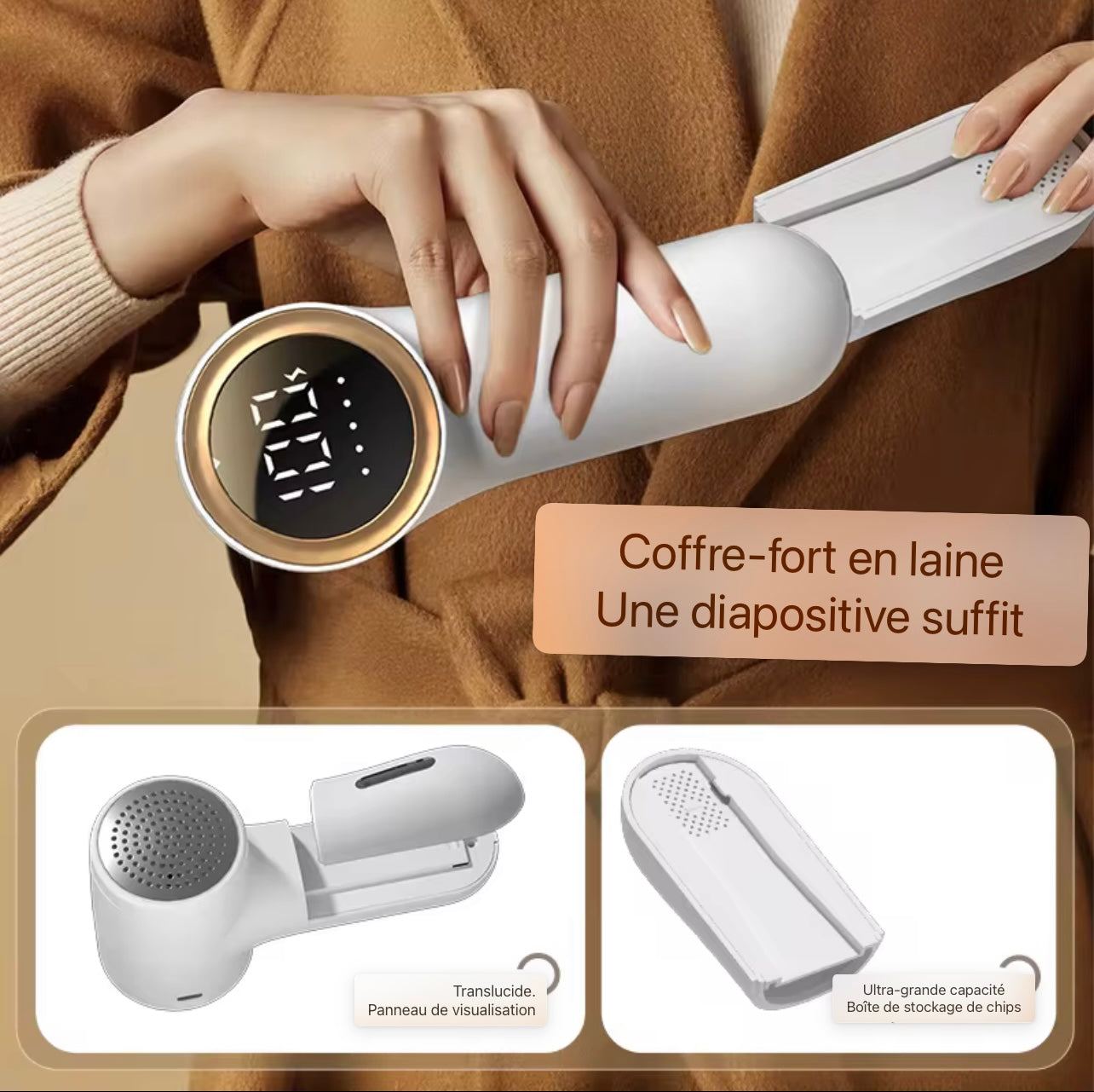 Kit anti peluche 2en1 Nettoyage et soin textile:(rasoir anti bouloche et boule anti poils)