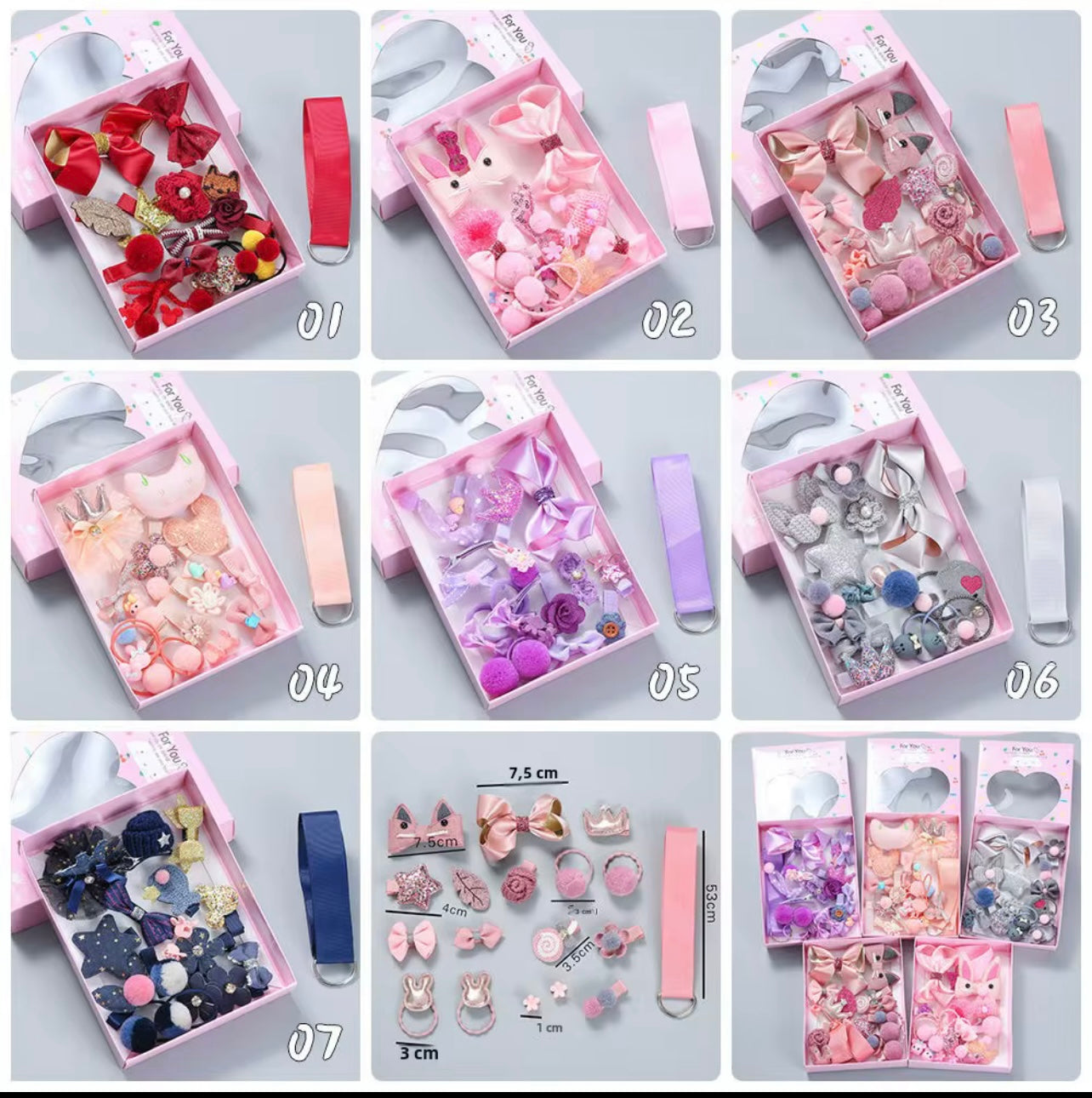 Boîte Cadeau Accessoires Cheveux Fille:18 Chouchous et Barrettes Mignonnes + 1 Barrette de Princesse Offerte